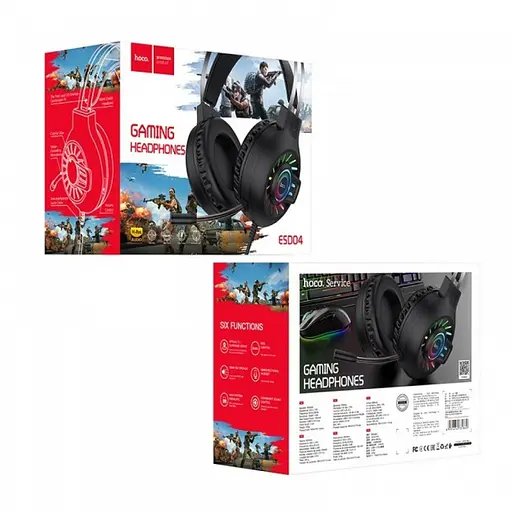 Ігрові стерео навушники Hoco ESD04 з мікрофоном і LED підсвічуванням (Чорний) - фото 5