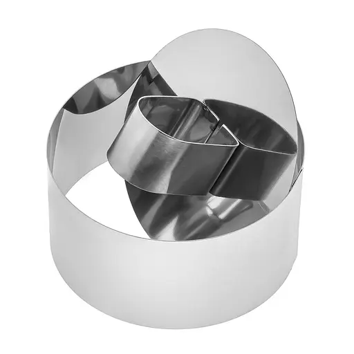 Кругла форма кулінарне кільце з виштовхувачем для викладки/вирубки мусів, салатів і гарнірів з нержавіючої сталі Ø 8 H 4 см Сріблястий 88068 - фото 1