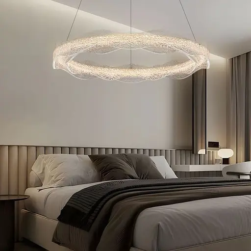 Люстра з підвісним корпусом з хвилястого рельєфного акрилу Ø 80 см | Line F | Арт. MJ373-800 BK - фото 1