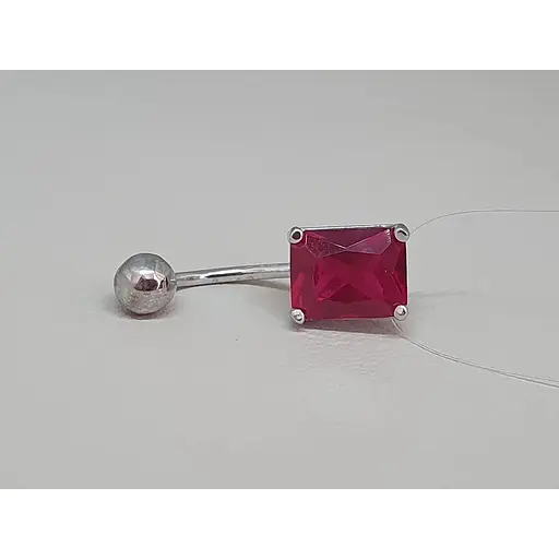 Серебряная серьга для пирсинга пупка с фианитами. 7028.5С - фото 2