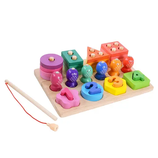 Детская деревянная игрушка "Пирамидка-сортер" Bambi C9416 рыбалка, вкладыши - фото 3