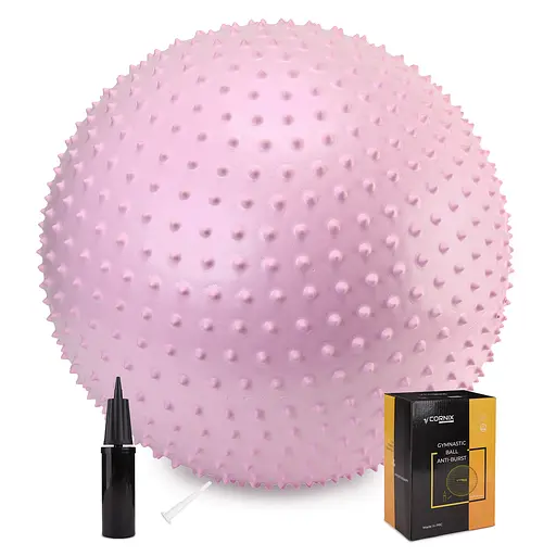 Мяч для фитнеса (фитбол) Cornix 55 см массажный Anti-Burst Light Pink XR-0473 - фото 1