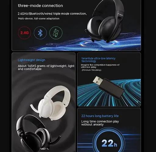 Наушники беспроводные Aula S-6 Wireless Headset Black - фото 7