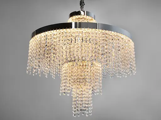 Кришталева люстра LED 376 золотиста з двома рівнями підвісок - фото 1