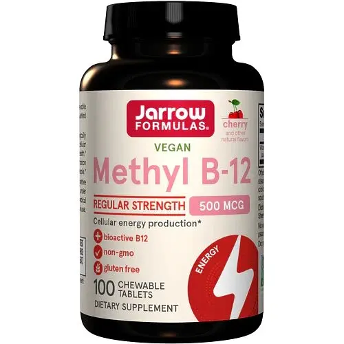 Вітаміни та мінерали Jarrow Formulas Vegan Methyl B-12 500 mcg, 100 жувальних таблеток, Вишня