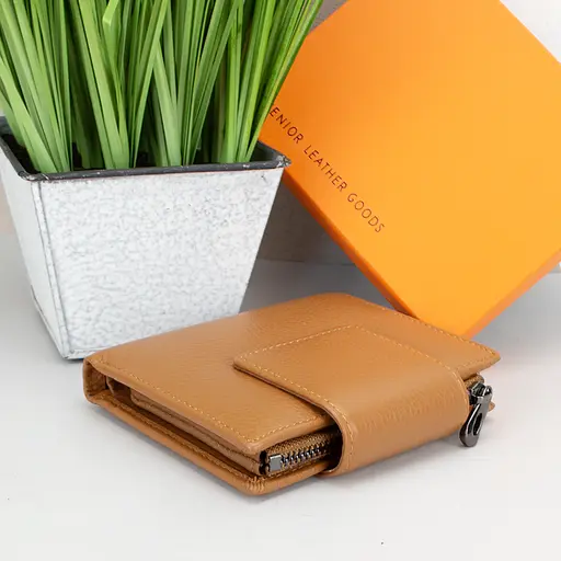 Жіночий шкіряний гаманець маленький Senior A899-9 рудий на магніті - фото 4