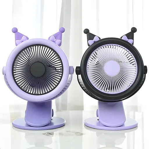 Дитячий настільний USB-вентилятор на акумуляторі Kuromi фіолетовий (FQ1539B) - фото 4