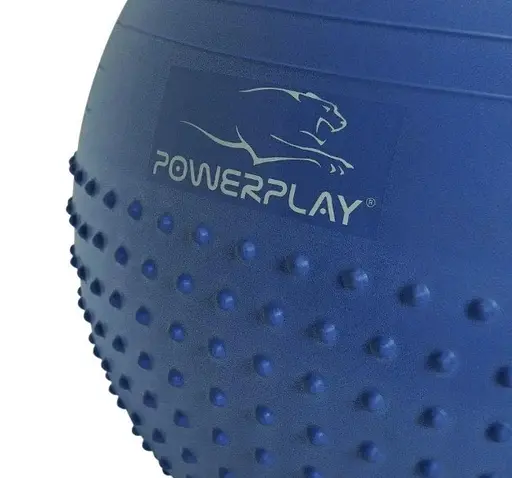 М'яч для фітнесу (фітбол) напівмасажний PowerPlay 4003 Ø65 cm Gymball Синій + помпа (PP_4003_65_Blue) - фото 3