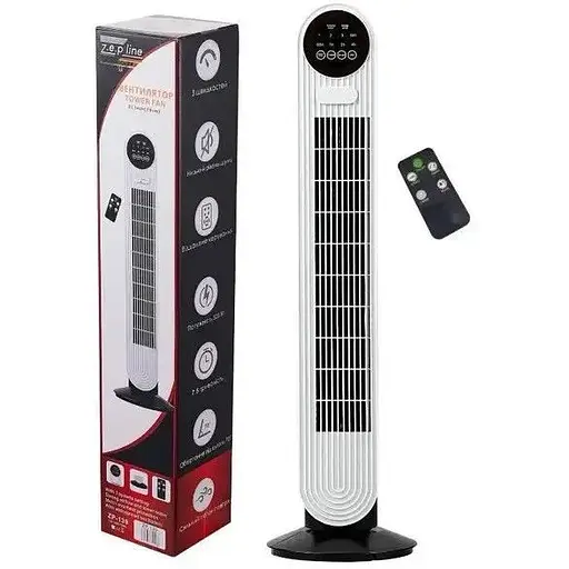 Напольный вентилятор от сети Zepline ZP-139 Ветродуйка 500Вт 3 режима с пультом и таймером Белый/Черный - фото 1