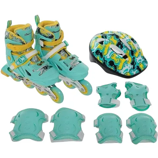 Ролики Banwei із захистом і переднім світловим колесом 30202-М розмір 35-38 бірюзові - фото 7