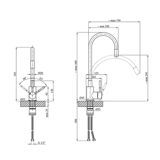 Змішувач для кухні Kroner KRM Edelstahl Klassisch - ESG035GRA (CV024354) - фото 7