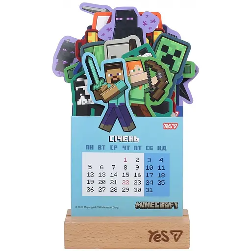 Календар Yes Minecraft настільний формовий на підставці на 2026 рік 13.5х22.3 см (270266)