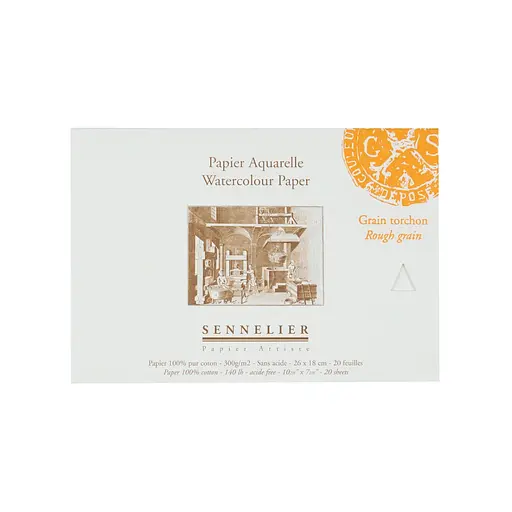 Склейка для акварели Sennelier, 20 листов, крупное зерно, 300 г/м, 26x18 см