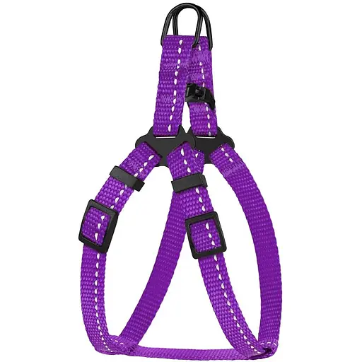 Шлея для собак Barksi Active світловідбивна (обхват грудей 33-40 см ширина 1 см) фіолетова - фото 3