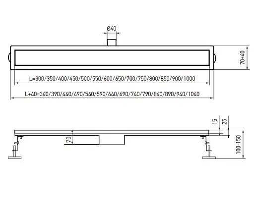 Душовий канал Koer FD29-70x1000 нержавіюча сталь KR4750 - фото 3