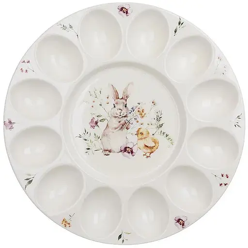 Підставка для яєць BonaDi на 12 штук порцелянова Весняна історія D26.5 см (K095)