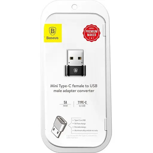 Перехідник Baseus USB to USB-C Female Black (CAAOTG-01) [76681] - фото 5