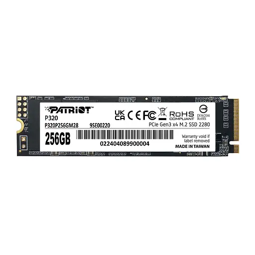 SSD-накопитель 256 ГБ Patriot P320 M.2 2280 PCIe 3.0 x4 NVMe TLC (P320P256GM28) - фото 1