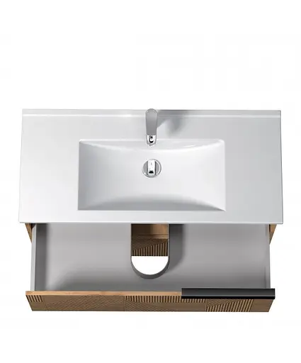 Тумба Мойдодир Cubic 100-A з умивальником Su-100 дуб обпалений - фото 5