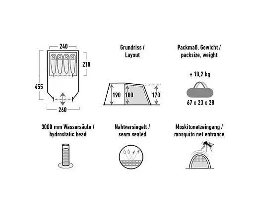 Намет чотиримісний High Peak Torri 4.0 Dark Grey/Green (11803) - фото 4