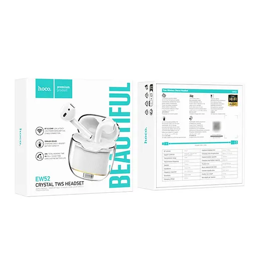 Навушники бездротові Hoco TWS EW52 вкладиші білий - фото 3