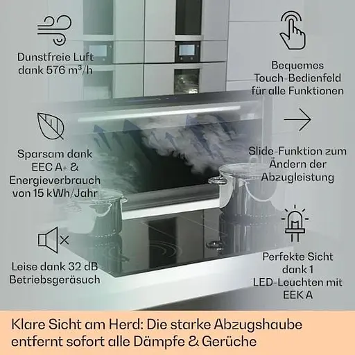 Вытяжка Klarstein Royal Flush Eco Downdraft 90 см 576 м³/ч A+ (10034301) - фото 6