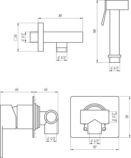 Набір гігієнічного душа прихованого монтажу Topaz Sardinia TS-G 08735-H20, Хром - фото 4