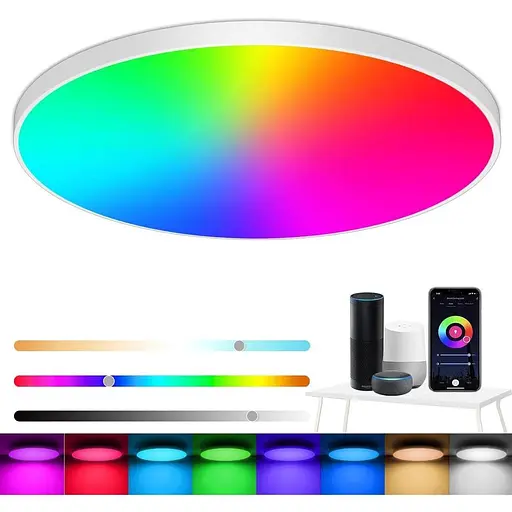 Светодиодный потолочный светильник с дымингом, 24 Вт 2400 LM Smart RGB светодиодный потолочный светильник, IP44 лампа