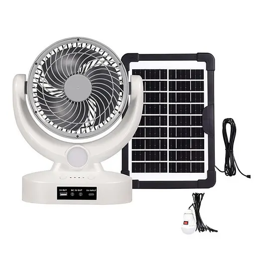 Вентилятор на сонячній батареї Megatop MT-801LS 8" + 1 LED лампа 8Вт 3.7V 2400 мАг (3 швидкості)