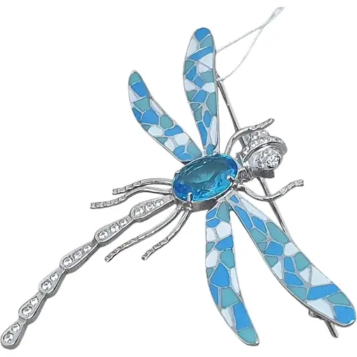 Срібна брошка Vegas Бабка з фіанітами. 70001Р Блакитний