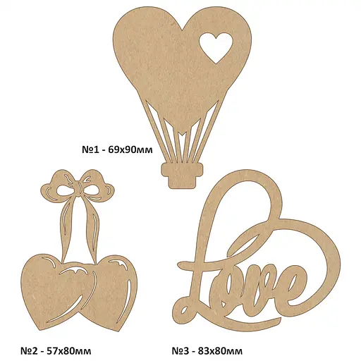Набір заготовок Rosa Talent Love 3 шт МДФ - фото 2