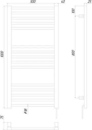 Електрична рушникосушарка Kosser Степ 1000x500 EL ДСТ03EL, Чорний матовий, Ліве - фото 5