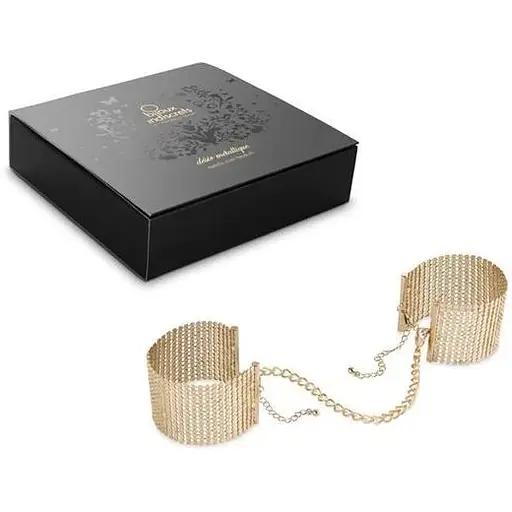 Наручники Bijoux Indiscrets Desir Metallique Handcuffs - Gold, металеві, стильні браслети - фото 4