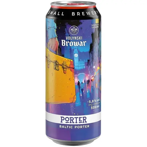 Пиво Volynski Browar Porter темне нефільтроване 5.8% 0.5 л з/б