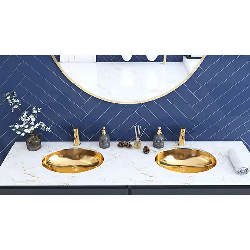 Умивальник Rea Nel gold врізний золотий REA-U6331, Золотий - фото 2