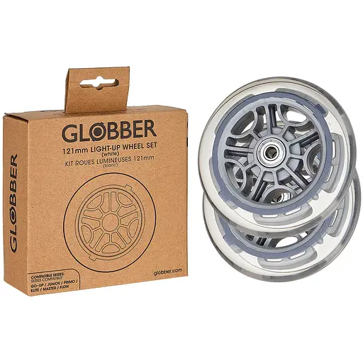 Набор колес для самокатов Globber серии Goup/Primo/Elite/Master Ø121 мм светится белым 2 шт. (538-003) - фото 3