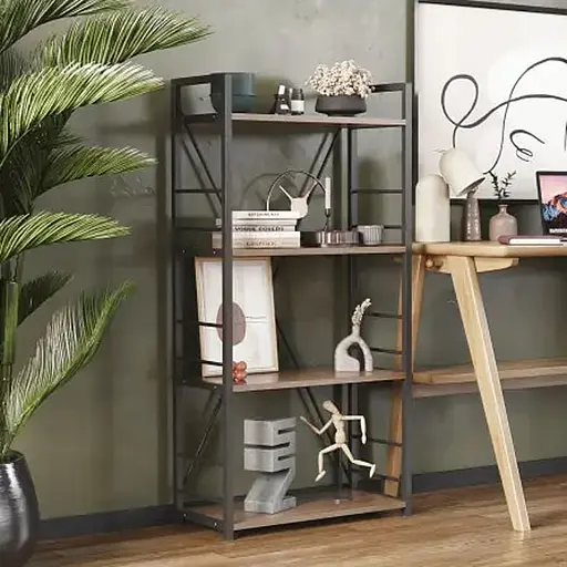 Этажерка 4/60 Ferrum-decor Серии Коннект 120x60x28 черный ДСП Дуб Сонома Трюфель 16мм (FRD-104240)