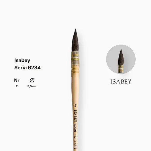 Кисть белка круглая Isabey, №2, французская вязкая, короткая ручка - фото 2