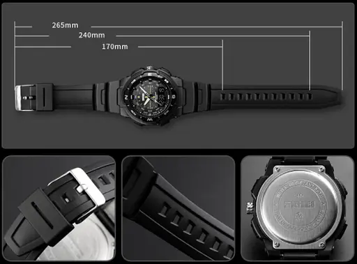 Чоловічий спортивний годинник Skmei 1454 Чорний з чорним - фото 7