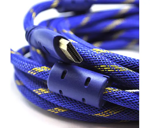 Шнур кабель Hdmi штекер штекер папа 10 м синий желтый - фото 3