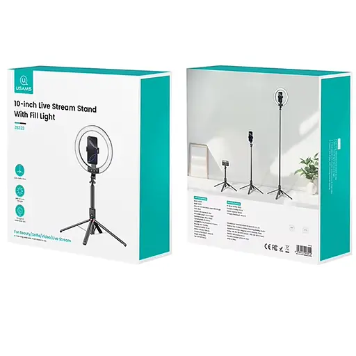 Кольцевая LED-лампа для селфи Usams US-ZB323 10-inch Fill Light 1200mAh - фото 6