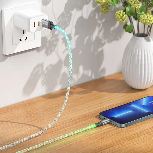 Дата кабель Hoco U112 Shine 2.4A USB to Lightning (1m) Gray - фото 8