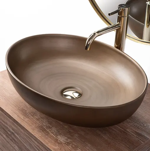 Умивальник Rea Villa накладний Old Gold REA-U9669, Золотий - фото 5