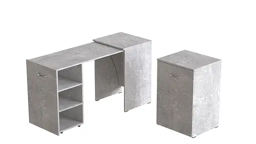 Стол-тумба трансформер Смарт 1/2 Ferrum-decor 750x1450x600 ДСП Бетон 16 мм (FRD-105080)