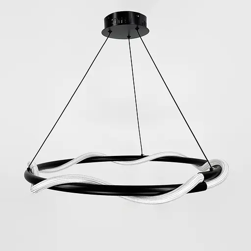 Люстра с черным кольцом и оплетенным неоном Ø 60 см | Ст. JU 25-600 BK | Line F - фото 2