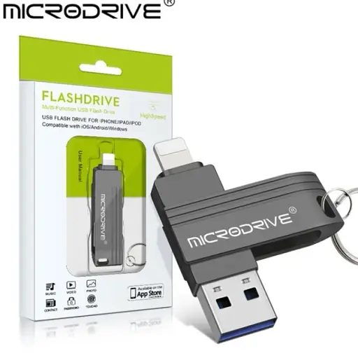 Флешка металева 2 в 1 512GB USB-Lightning Microdrive A1 OTG Чорний - фото 2