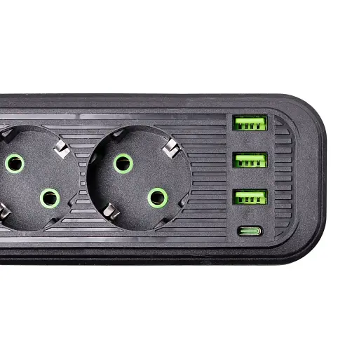 Мережевий фільтр-подовжувач Yiwu HP-5-14 EURO 1085U 5 м 4 розетки 3 USB чорний  - фото 4