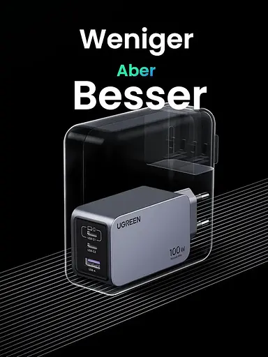 Адаптер живлення зарядний блок Ugreen 100W GaN X757 (2C1A) U + 2C сірий - фото 3