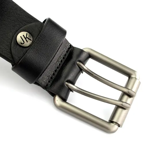Ремінь чоловічий шкіряний чорний з двома язичками JK-4075 (125 см) - фото 3