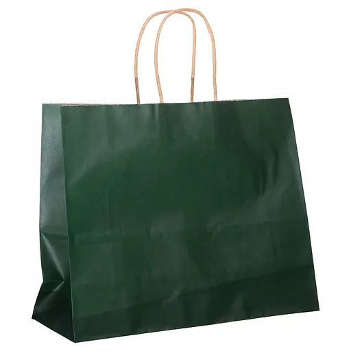 Подарочный пакет Yiwu 31х12х25 см крафтовый 12 штук зеленый HP-10359-2GR - фото 2